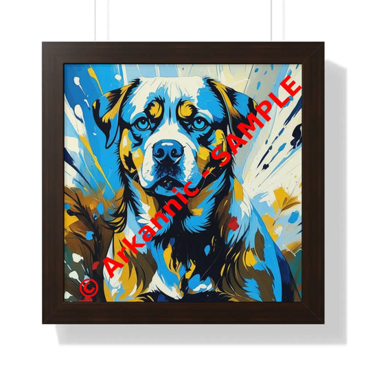 Dog Portrait Art Print Framed Horizontal Poster Pet Lover Gift Dog Decor Animal Wall Art Home Decoration 16″ x 16″
