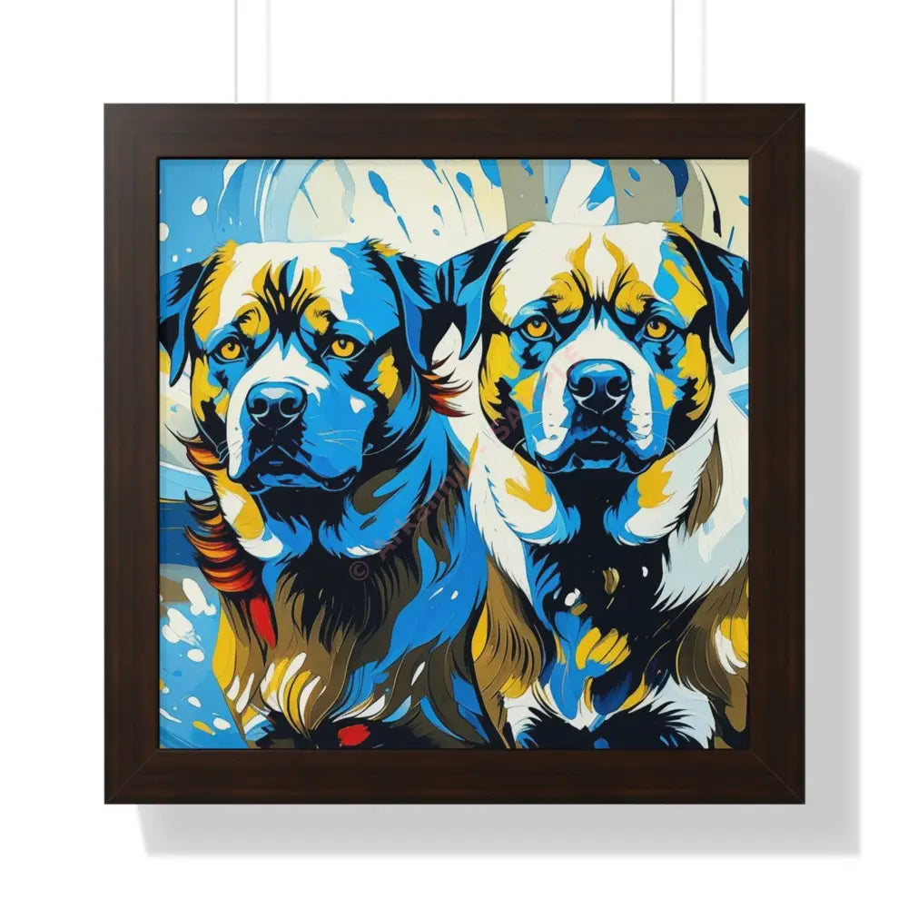 Dog Portrait Art Print Framed Horizontal Poster Pet Lover Gift Dog Decor Animal Wall Art Home Decoration 16″ x 16″