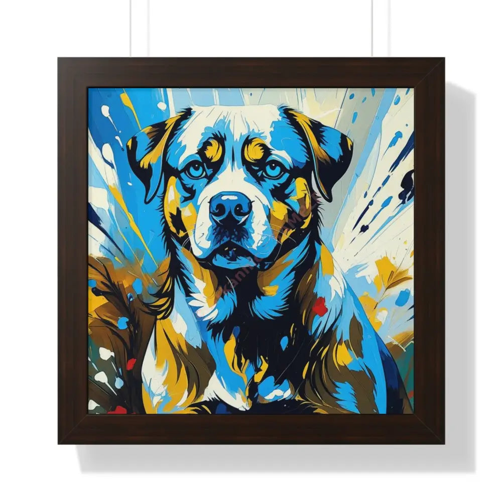 Dog Portrait Art Print Framed Horizontal Poster Pet Lover Gift Dog Decor Animal Wall Art Home Decoration 16″ x 16″