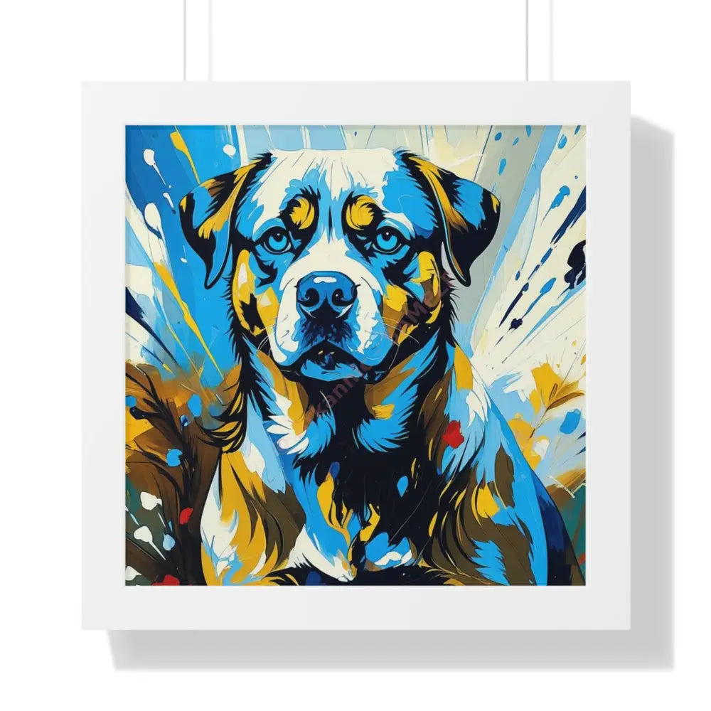 Dog Portrait Art Print Framed Horizontal Poster Pet Lover Gift Dog Decor Animal Wall Art Home Decoration 16″ x 16″