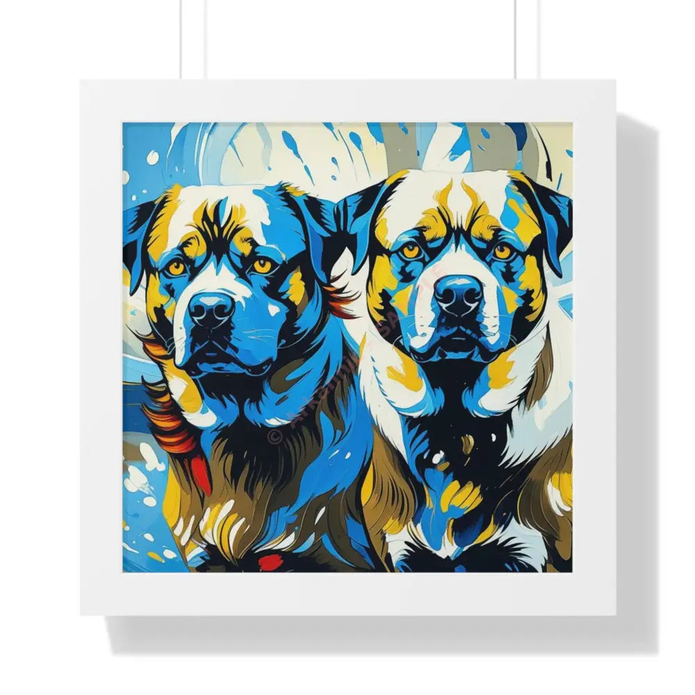 Dog Portrait Art Print Framed Horizontal Poster Pet Lover Gift Dog Decor Animal Wall Art Home Decoration 16″ x 16″