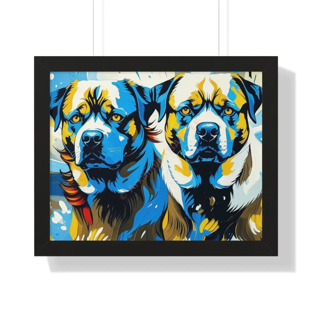 Dog Portrait Art Print Framed Horizontal Poster Pet Lover Gift Dog Decor Animal Wall Art Home Decoration 20’’ x 16’’