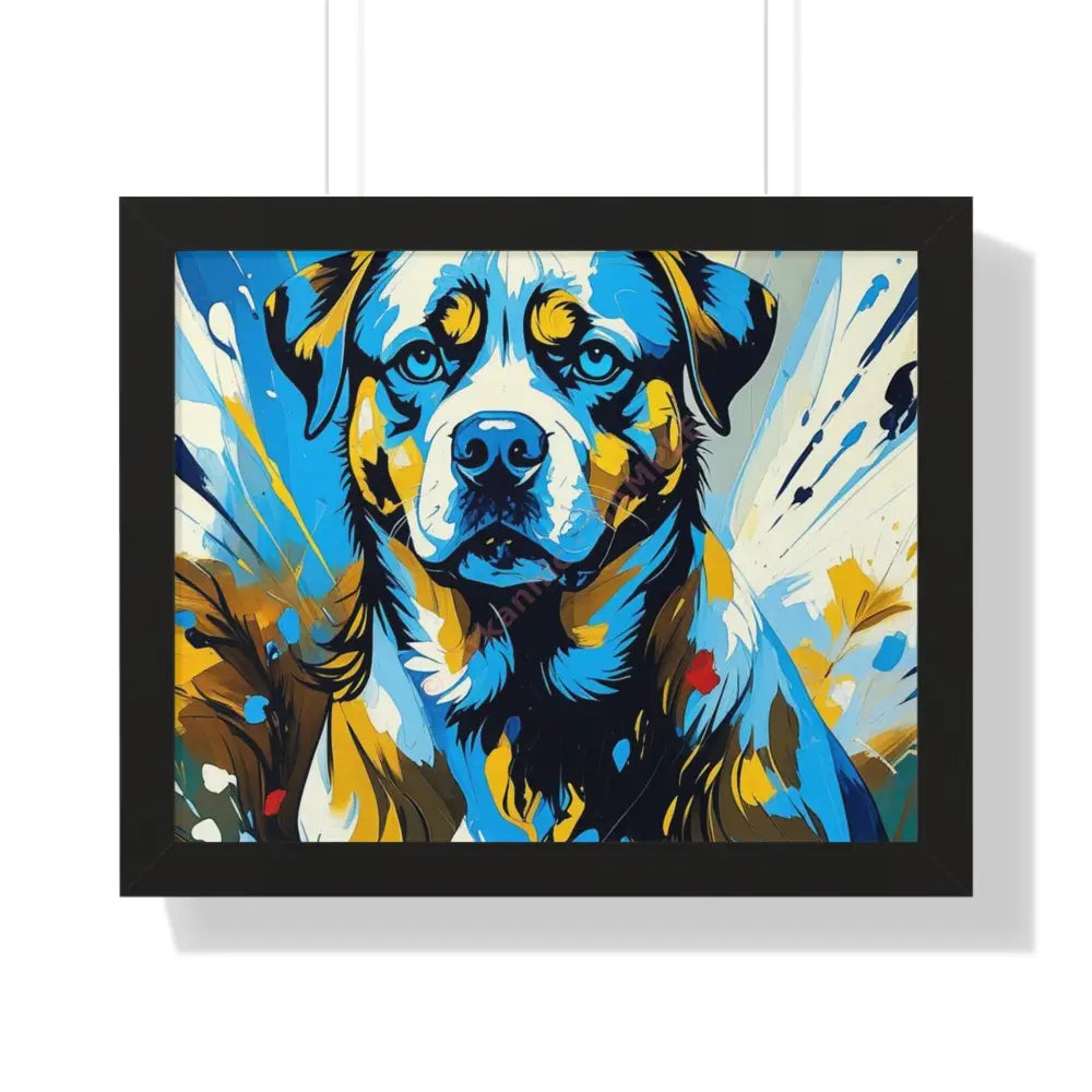Dog Portrait Art Print Framed Horizontal Poster Pet Lover Gift Dog Decor Animal Wall Art Home Decoration 20’’ x 16’’