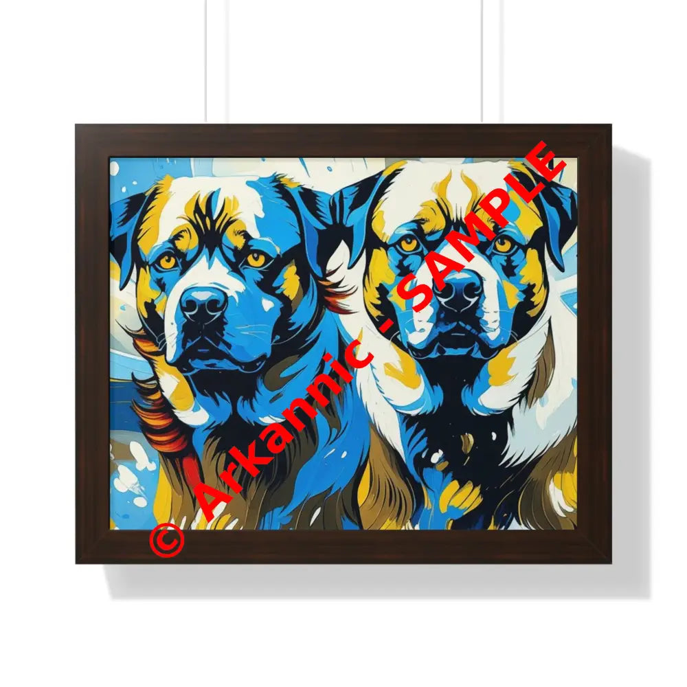 Dog Portrait Art Print Framed Horizontal Poster Pet Lover Gift Dog Decor Animal Wall Art Home Decoration 20’’ x 16’’
