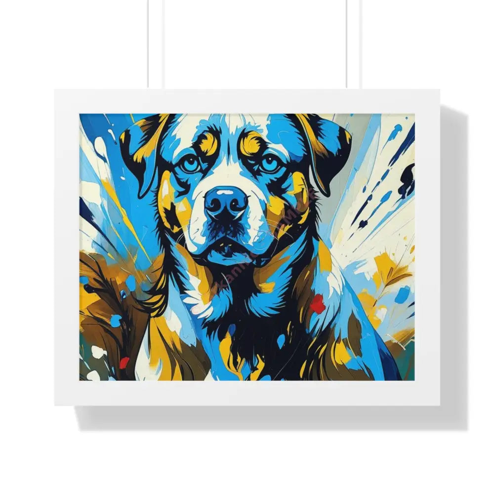 Dog Portrait Art Print Framed Horizontal Poster Pet Lover Gift Dog Decor Animal Wall Art Home Decoration 20’’ x 16’’