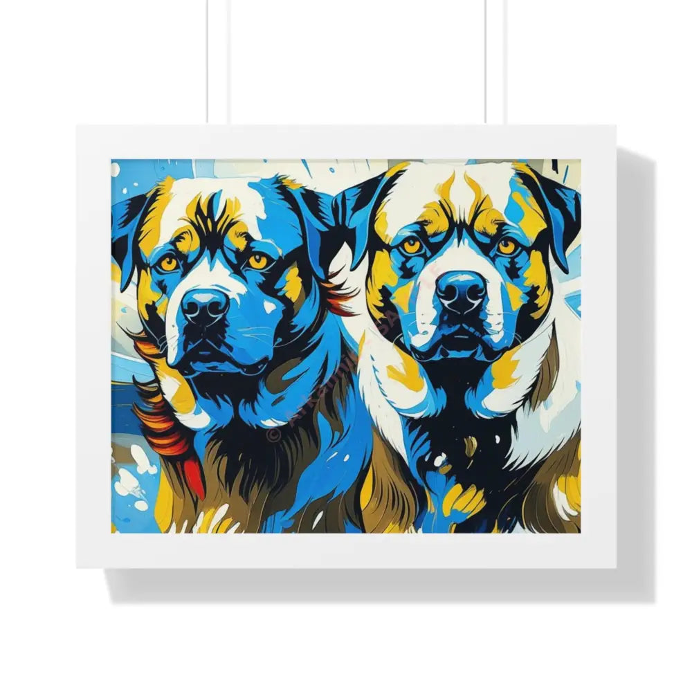 Dog Portrait Art Print Framed Horizontal Poster Pet Lover Gift Dog Decor Animal Wall Art Home Decoration 20’’ x 16’’