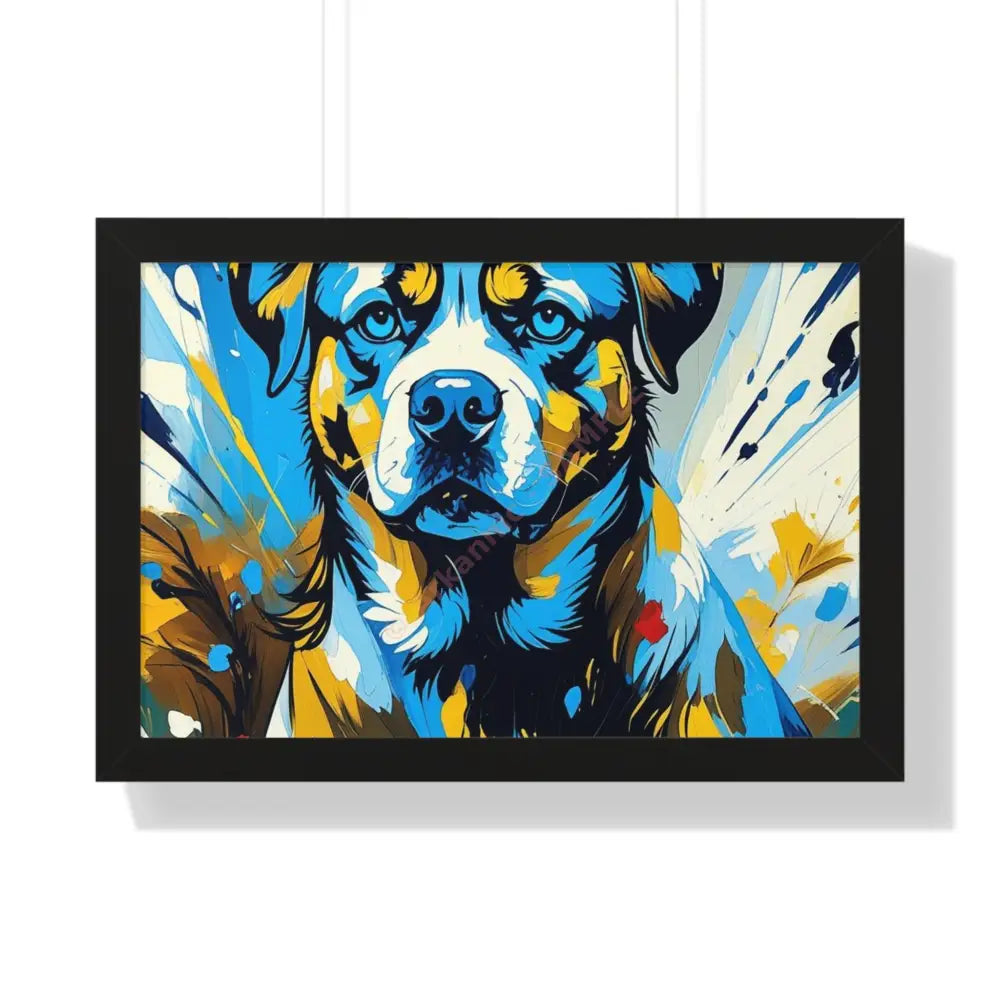 Dog Portrait Art Print Framed Horizontal Poster Pet Lover Gift Dog Decor Animal Wall Art Home Decoration 24″ x 16″