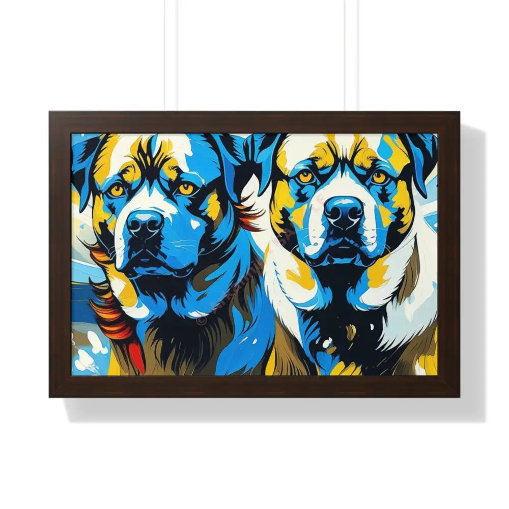 Dog Portrait Art Print Framed Horizontal Poster Pet Lover Gift Dog Decor Animal Wall Art Home Decoration 24″ x 16″