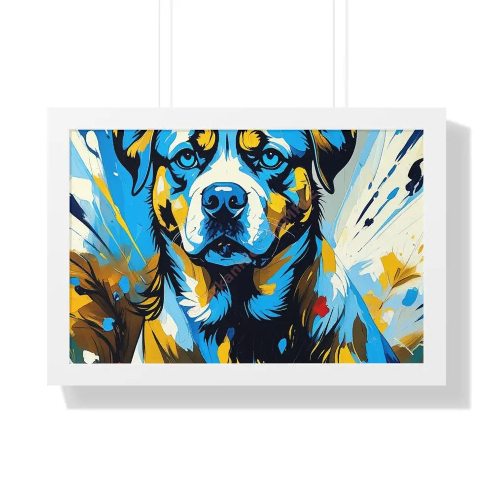 Dog Portrait Art Print Framed Horizontal Poster Pet Lover Gift Dog Decor Animal Wall Art Home Decoration 24″ x 16″