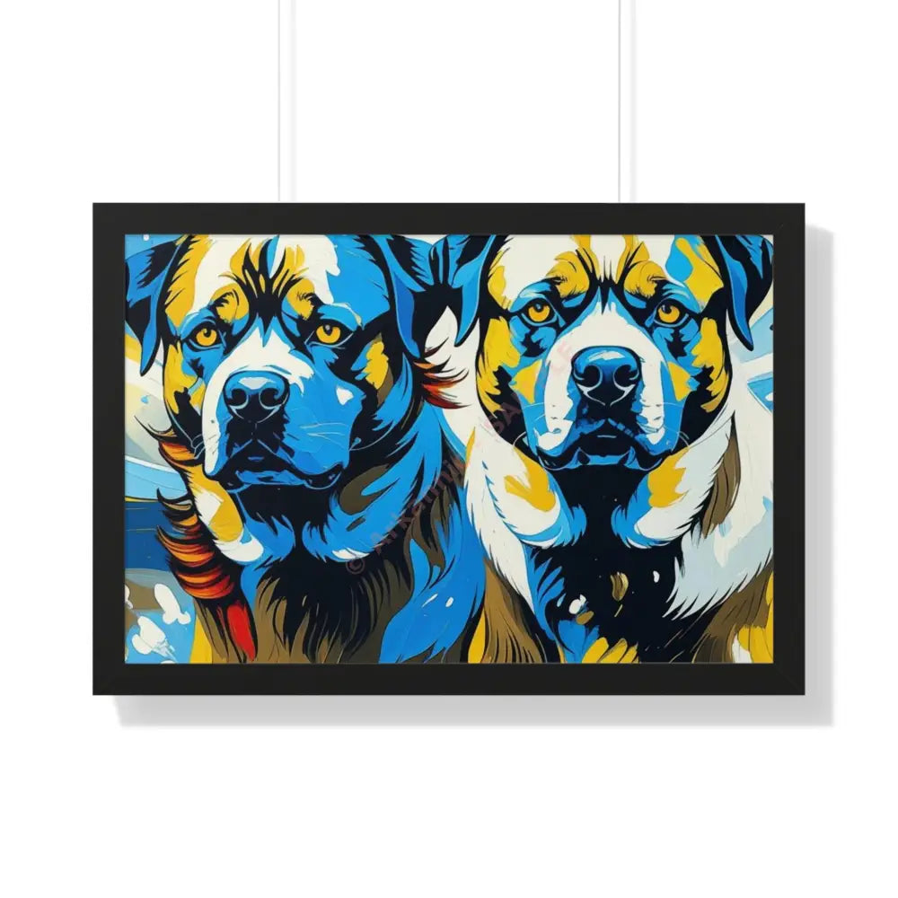 Dog Portrait Art Print Framed Horizontal Poster Pet Lover Gift Dog Decor Animal Wall Art Home Decoration 30’’ x 20’’