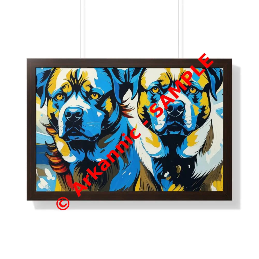 Dog Portrait Art Print Framed Horizontal Poster Pet Lover Gift Dog Decor Animal Wall Art Home Decoration 30’’ x 20’’