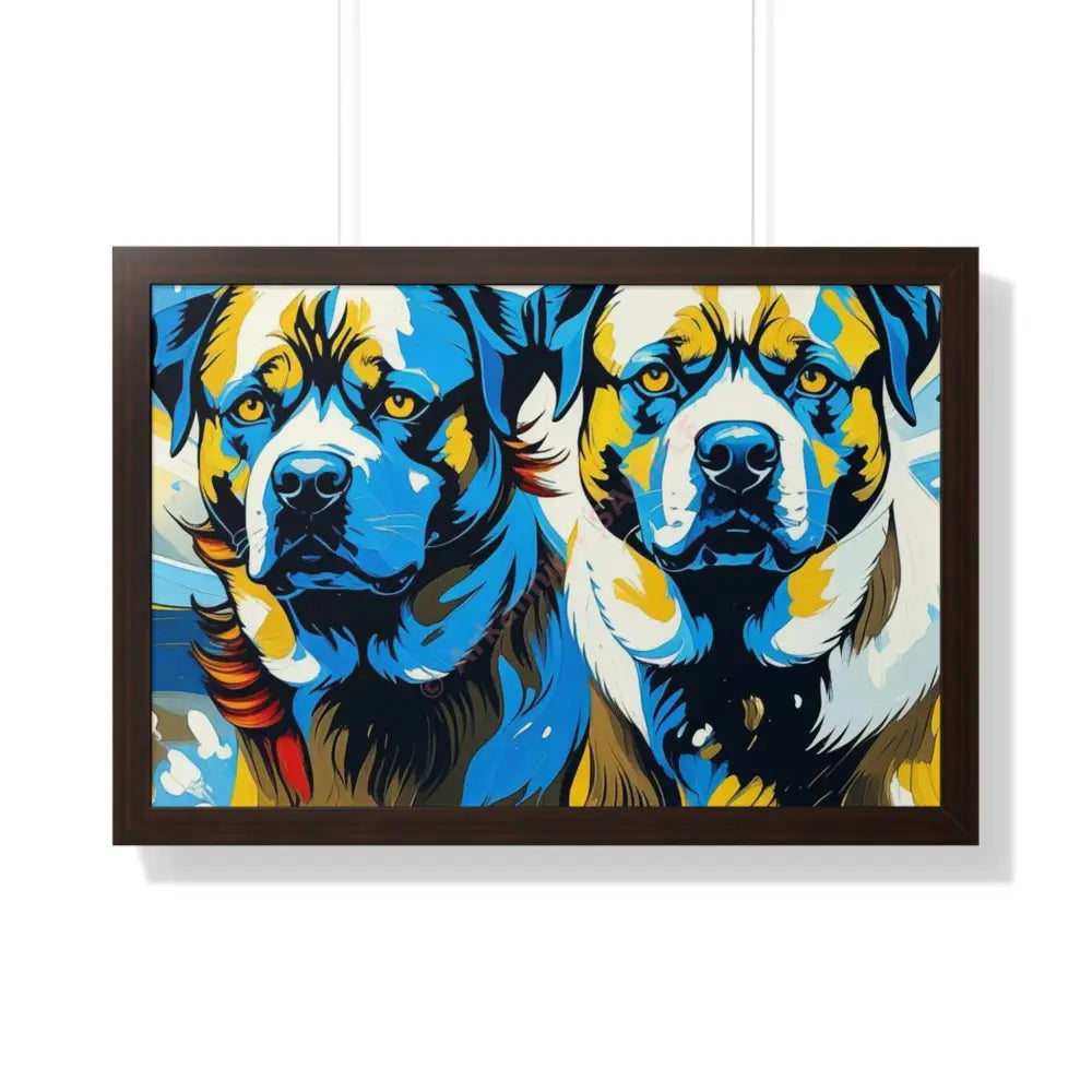 Dog Portrait Art Print Framed Horizontal Poster Pet Lover Gift Dog Decor Animal Wall Art Home Decoration 30’’ x 20’’