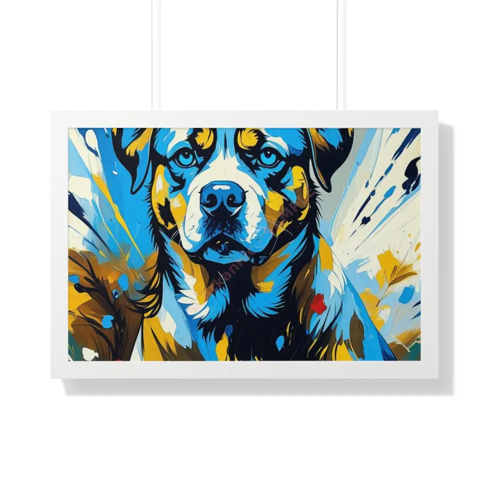 Dog Portrait Art Print Framed Horizontal Poster Pet Lover Gift Dog Decor Animal Wall Art Home Decoration 30’’ x 20’’