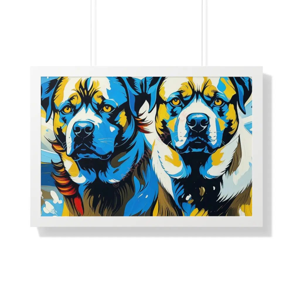 Dog Portrait Art Print Framed Horizontal Poster Pet Lover Gift Dog Decor Animal Wall Art Home Decoration 30’’ x 20’’