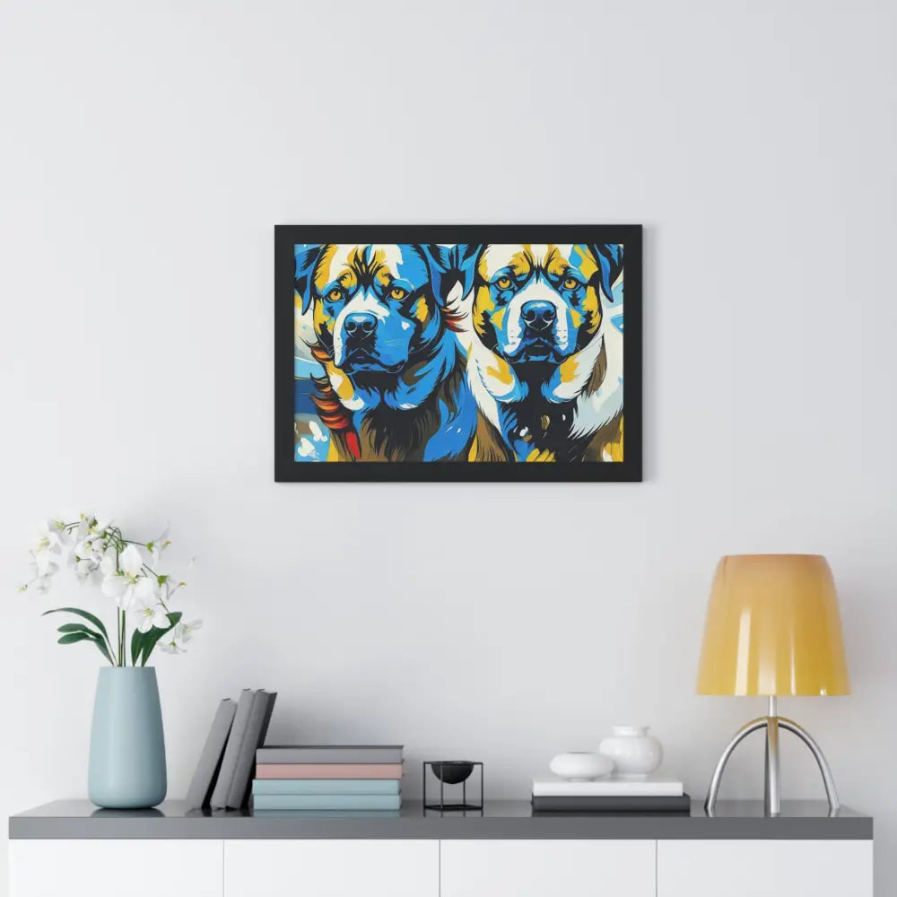 Dog Portrait Art Print Framed Horizontal Poster Pet Lover Gift Dog Decor Animal Wall Art Home Decoration Poster