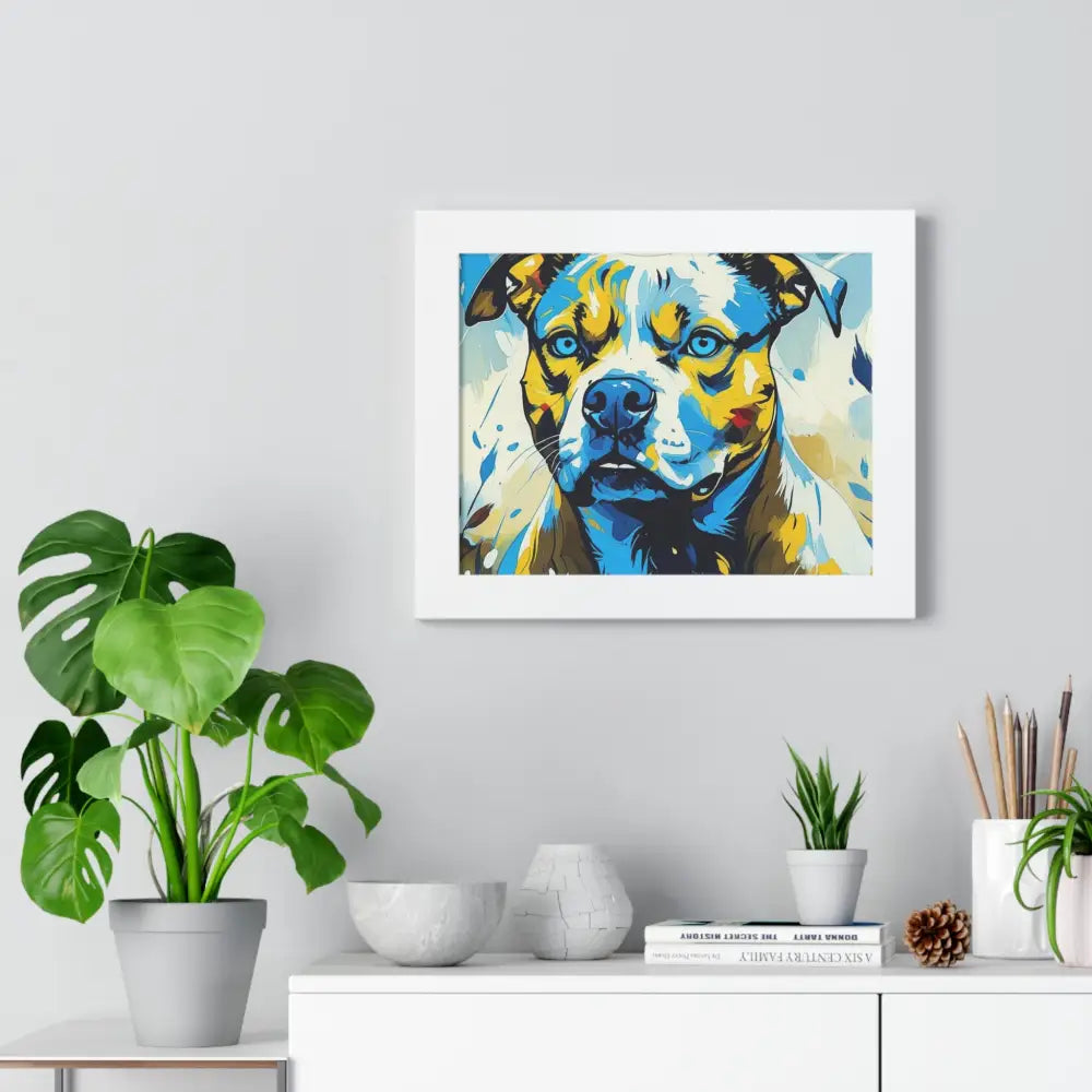 Dog Portrait Art Print Framed Horizontal Poster Pet Lover Gift Dog Decor Animal Wall Art Home Decoration Pitt Bull