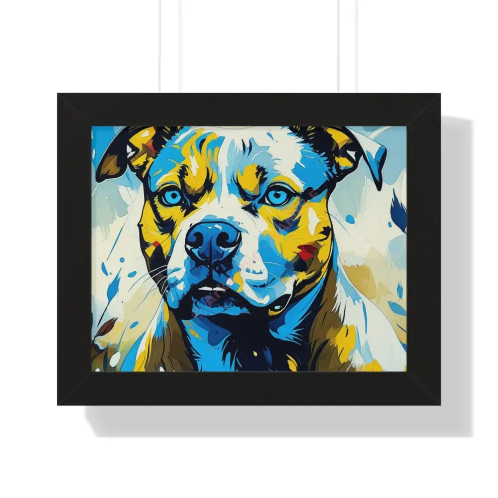 Dog Portrait Art Print Framed Horizontal Poster Pet Lover Gift Dog Decor Animal Wall Art Home Decoration Pitt Bull