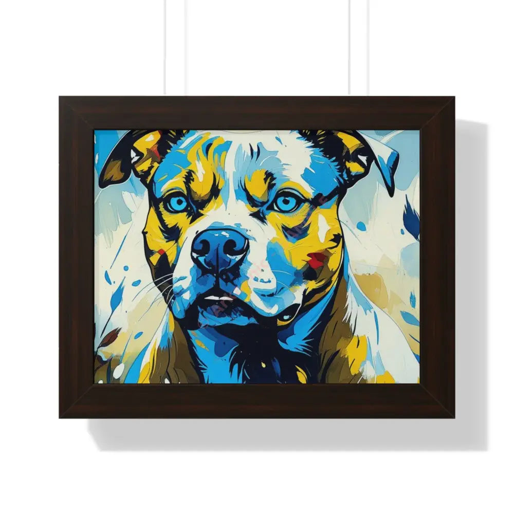 Dog Portrait Art Print Framed Horizontal Poster Pet Lover Gift Dog Decor Animal Wall Art Home Decoration Pitt Bull