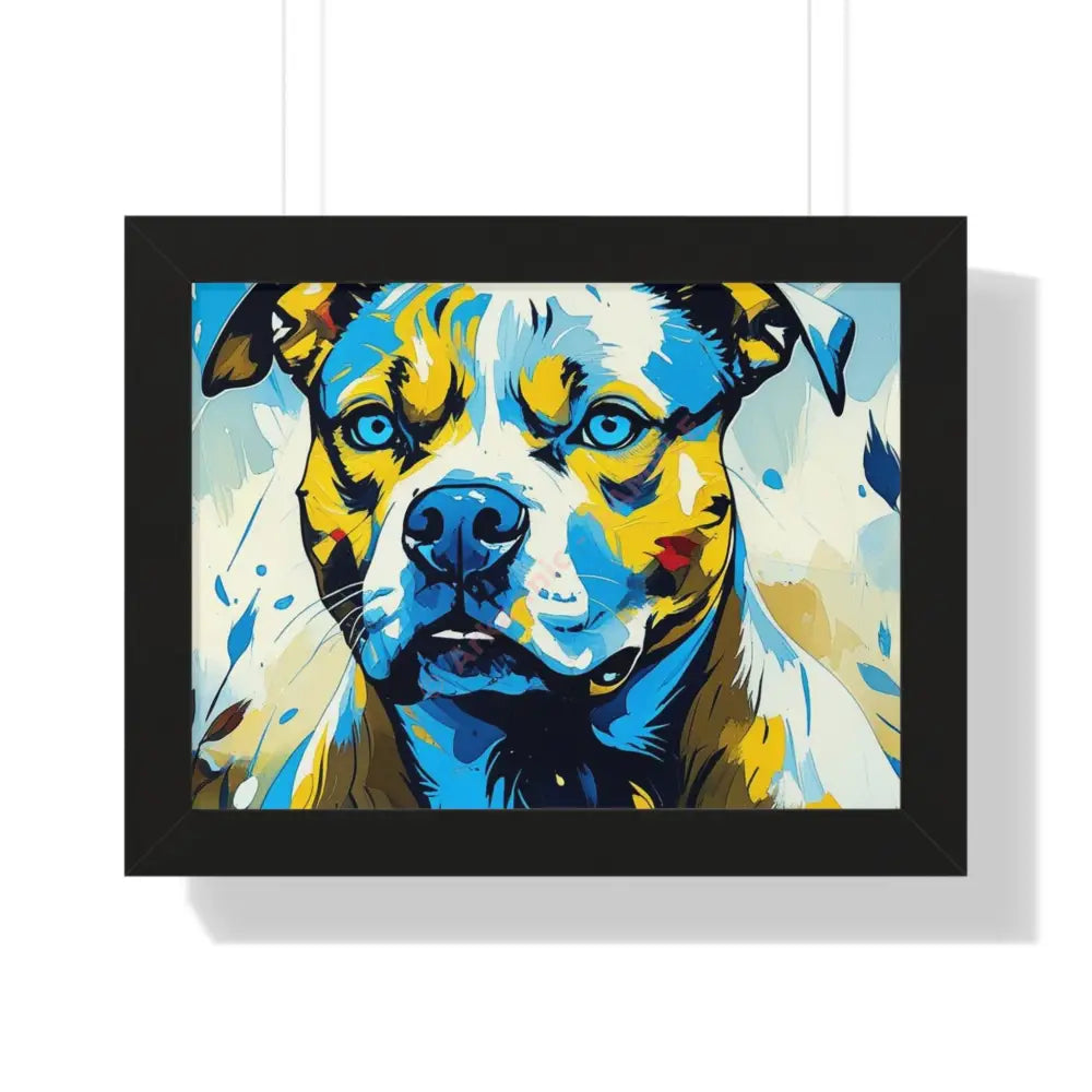 Dog Portrait Art Print Framed Horizontal Poster Pet Lover Gift Dog Decor Animal Wall Art Home Decoration Pitt Bull