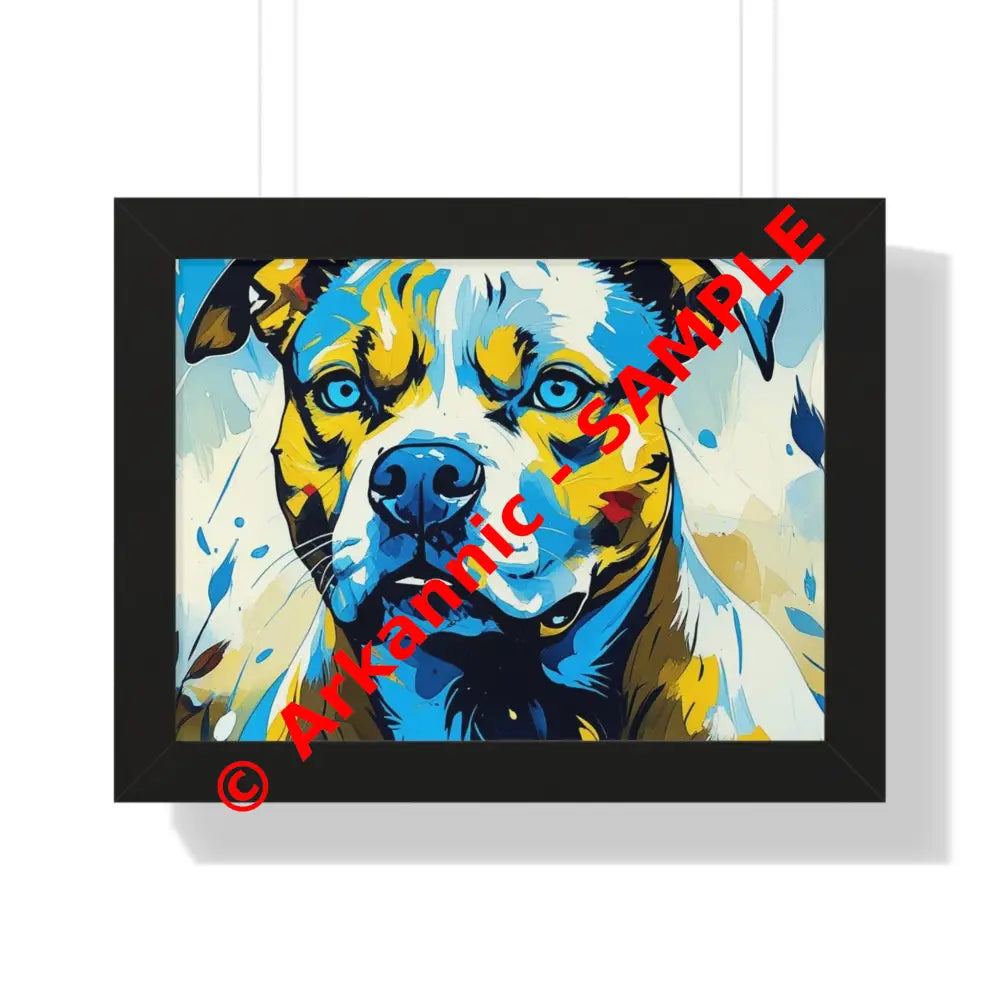 Dog Portrait Art Print Framed Horizontal Poster Pet Lover Gift Dog Decor Animal Wall Art Home Decoration Pitt Bull