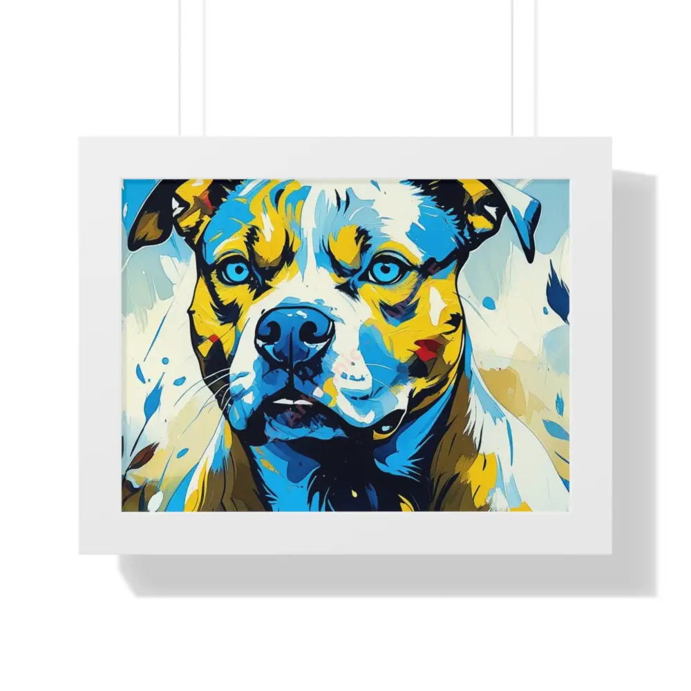Dog Portrait Art Print Framed Horizontal Poster Pet Lover Gift Dog Decor Animal Wall Art Home Decoration Pitt Bull