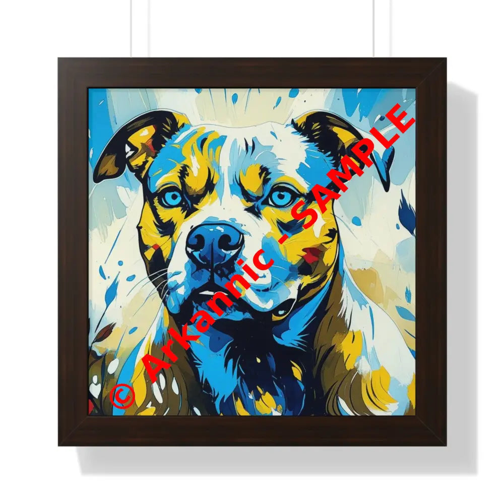 Dog Portrait Art Print Framed Horizontal Poster Pet Lover Gift Dog Decor Animal Wall Art Home Decoration Pitt Bull