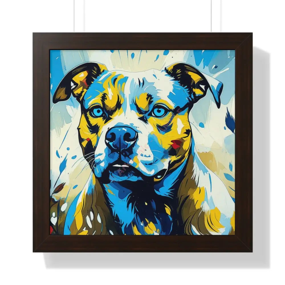 Dog Portrait Art Print Framed Horizontal Poster Pet Lover Gift Dog Decor Animal Wall Art Home Decoration Pitt Bull