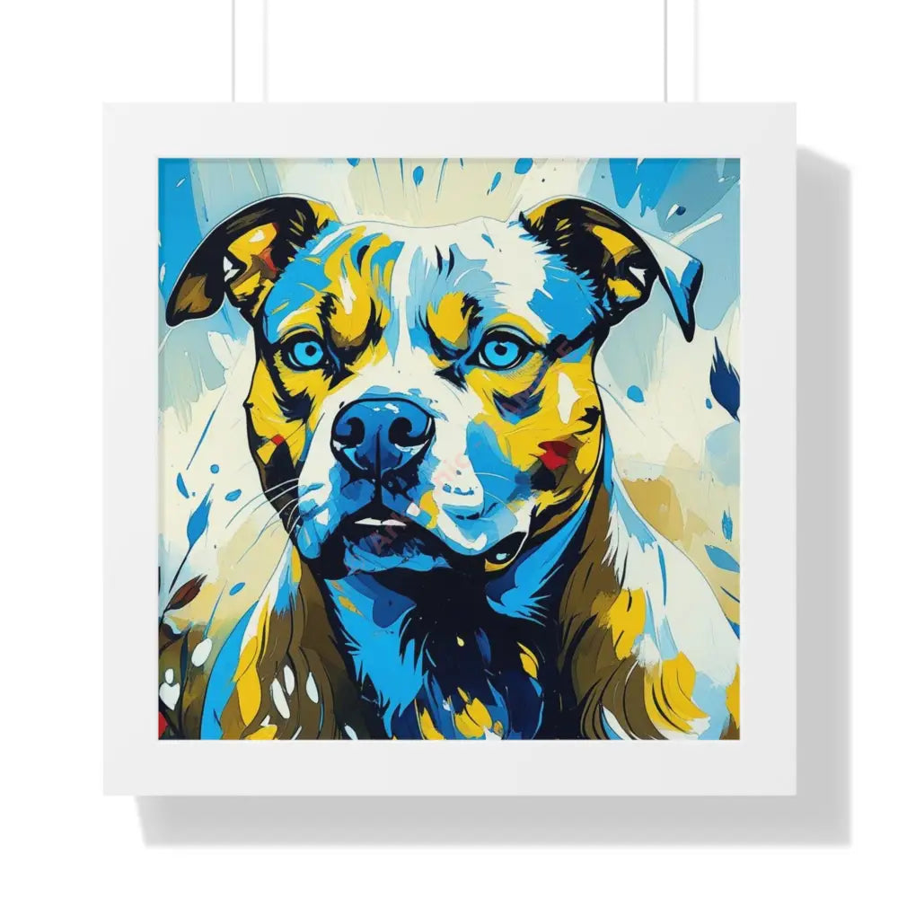 Dog Portrait Art Print Framed Horizontal Poster Pet Lover Gift Dog Decor Animal Wall Art Home Decoration Pitt Bull