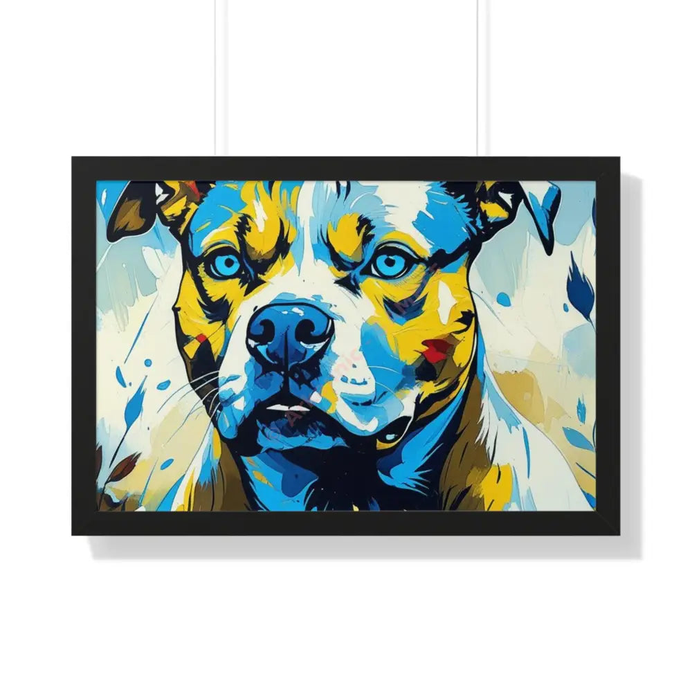 Dog Portrait Art Print Framed Horizontal Poster Pet Lover Gift Dog Decor Animal Wall Art Home Decoration Pitt Bull