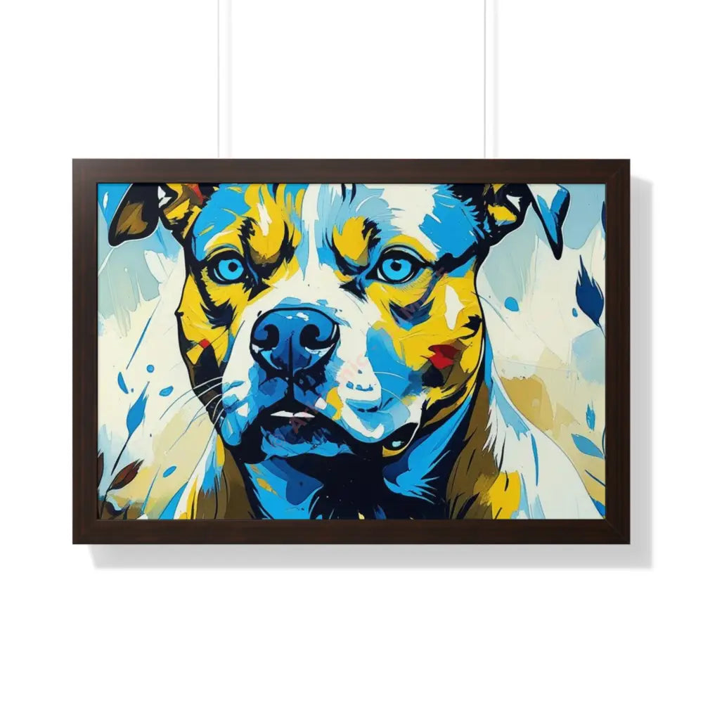 Dog Portrait Art Print Framed Horizontal Poster Pet Lover Gift Dog Decor Animal Wall Art Home Decoration Pitt Bull