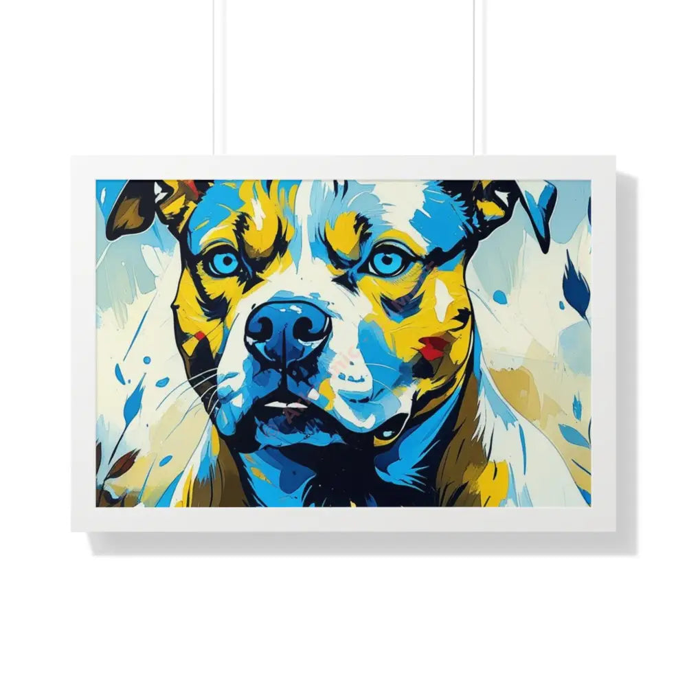 Dog Portrait Art Print Framed Horizontal Poster Pet Lover Gift Dog Decor Animal Wall Art Home Decoration Pitt Bull