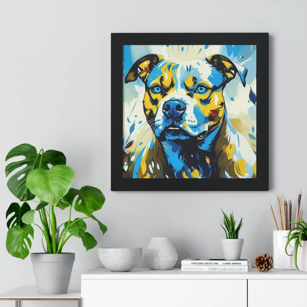 Dog Portrait Art Print Framed Horizontal Poster Pet Lover Gift Dog Decor Animal Wall Art Home Decoration Pitt Bull