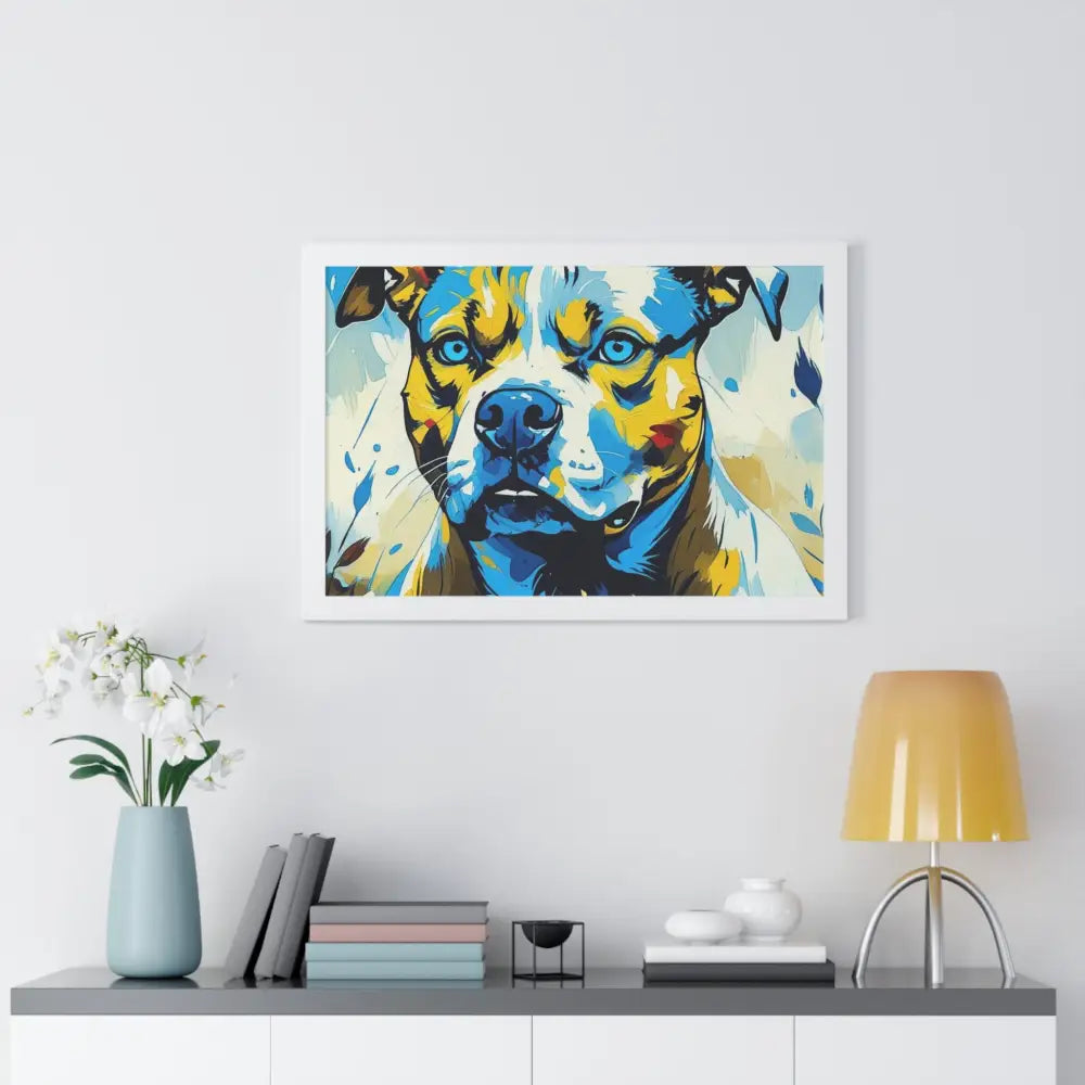 Dog Portrait Art Print Framed Horizontal Poster Pet Lover Gift Dog Decor Animal Wall Art Home Decoration Pitt Bull