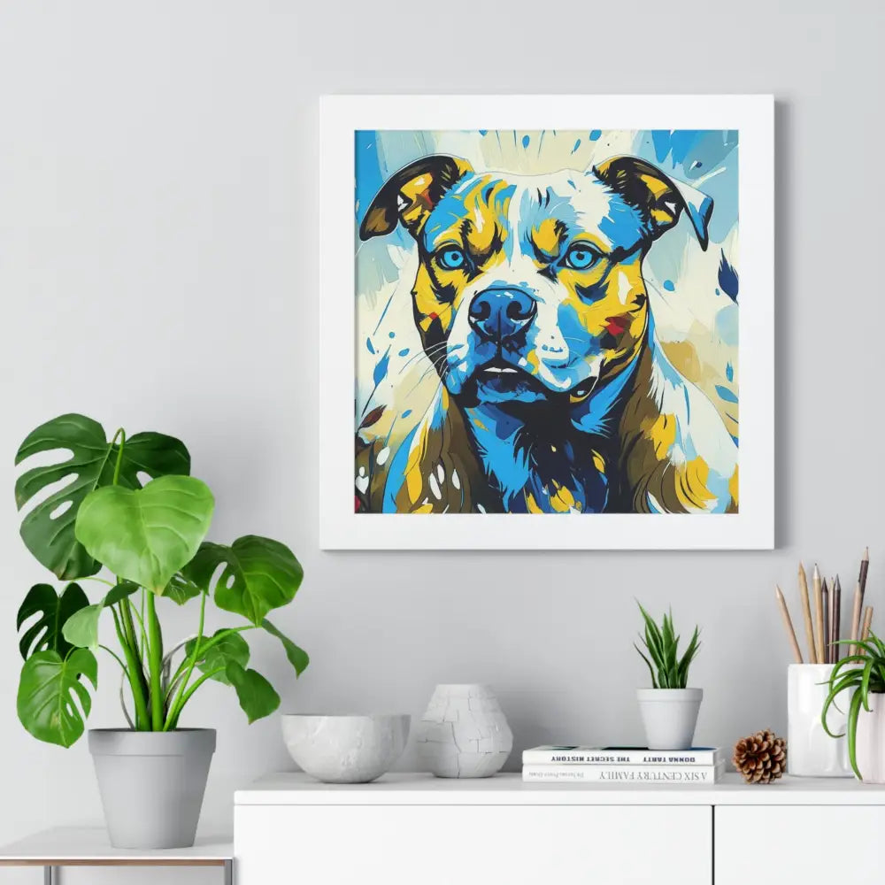 Dog Portrait Art Print Framed Horizontal Poster Pet Lover Gift Dog Decor Animal Wall Art Home Decoration Pitt Bull