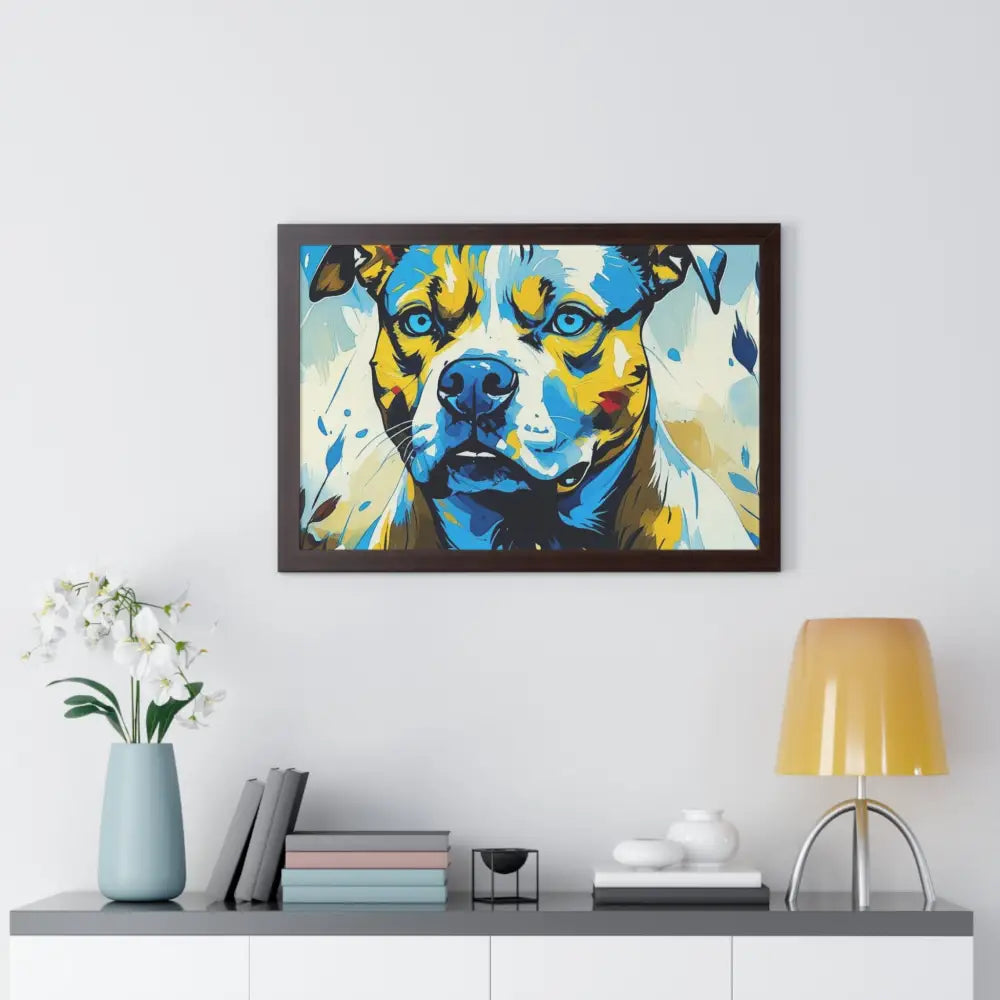 Dog Portrait Art Print Framed Horizontal Poster Pet Lover Gift Dog Decor Animal Wall Art Home Decoration Pitt Bull