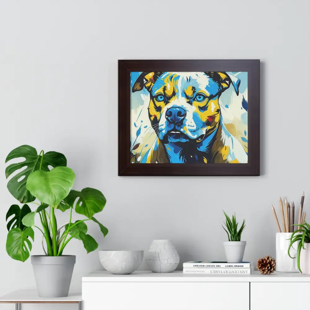 Dog Portrait Art Print Framed Horizontal Poster Pet Lover Gift Dog Decor Animal Wall Art Home Decoration Pitt Bull