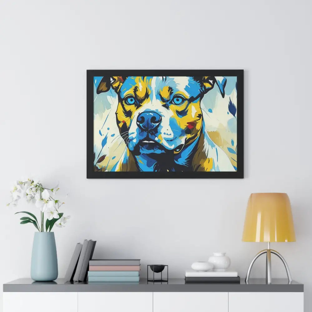Dog Portrait Art Print Framed Horizontal Poster Pet Lover Gift Dog Decor Animal Wall Art Home Decoration Pitt Bull