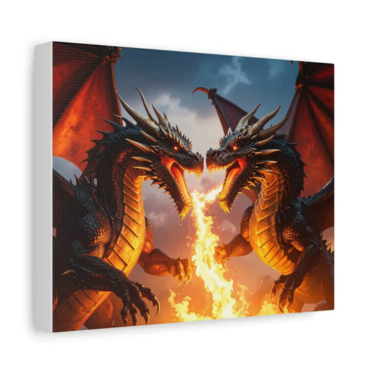 Dragons Fire Art Canvas Print Fantasy Wall Decor Dragon Lovers Gift Gothic Artwork Unique Home Decoration Fantasy Art