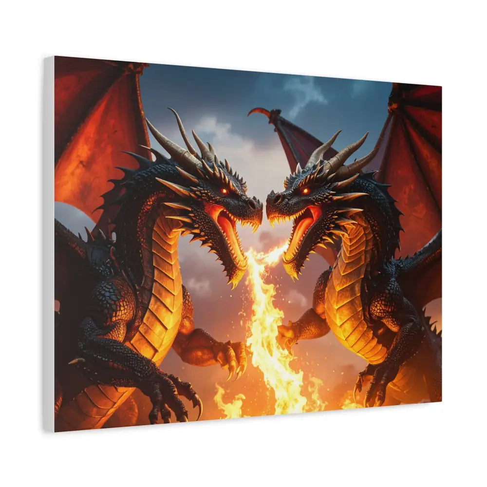 Dragons Fire Art Canvas Print Fantasy Wall Decor Dragon Lovers Gift Gothic Artwork Unique Home Decoration Fantasy Art