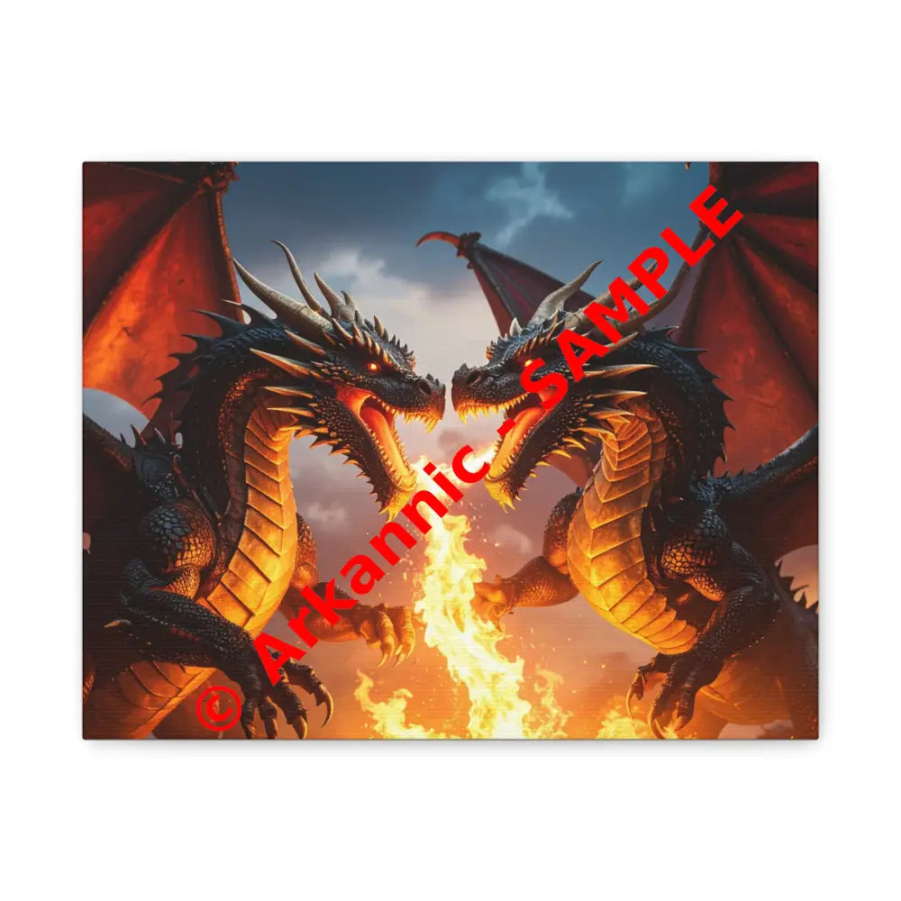 Dragons Fire Art Canvas Print Fantasy Wall Decor Dragon Lovers Gift Gothic Artwork Unique Home Decoration Fantasy Art