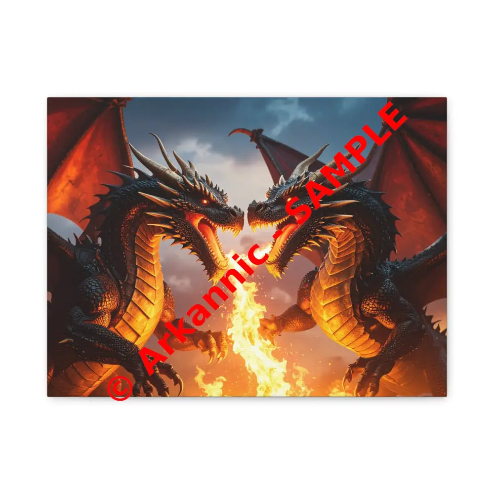 Dragons Fire Art Canvas Print Fantasy Wall Decor Dragon Lovers Gift Gothic Artwork Unique Home Decoration Fantasy Art