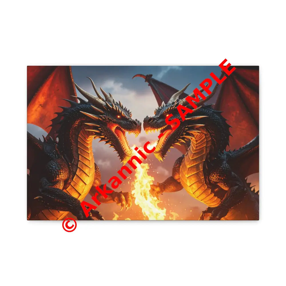 Dragons Fire Art Canvas Print Fantasy Wall Decor Dragon Lovers Gift Gothic Artwork Unique Home Decoration Fantasy Art