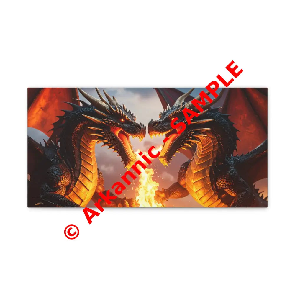 Dragons Fire Art Canvas Print Fantasy Wall Decor Dragon Lovers Gift Gothic Artwork Unique Home Decoration Fantasy Art