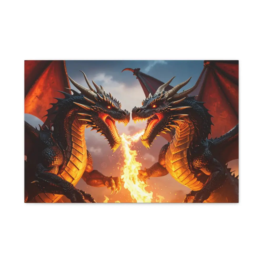 Dragons Fire Art Canvas Print Fantasy Wall Decor Dragon Lovers Gift Gothic Artwork Unique Home Decoration Fantasy Art
