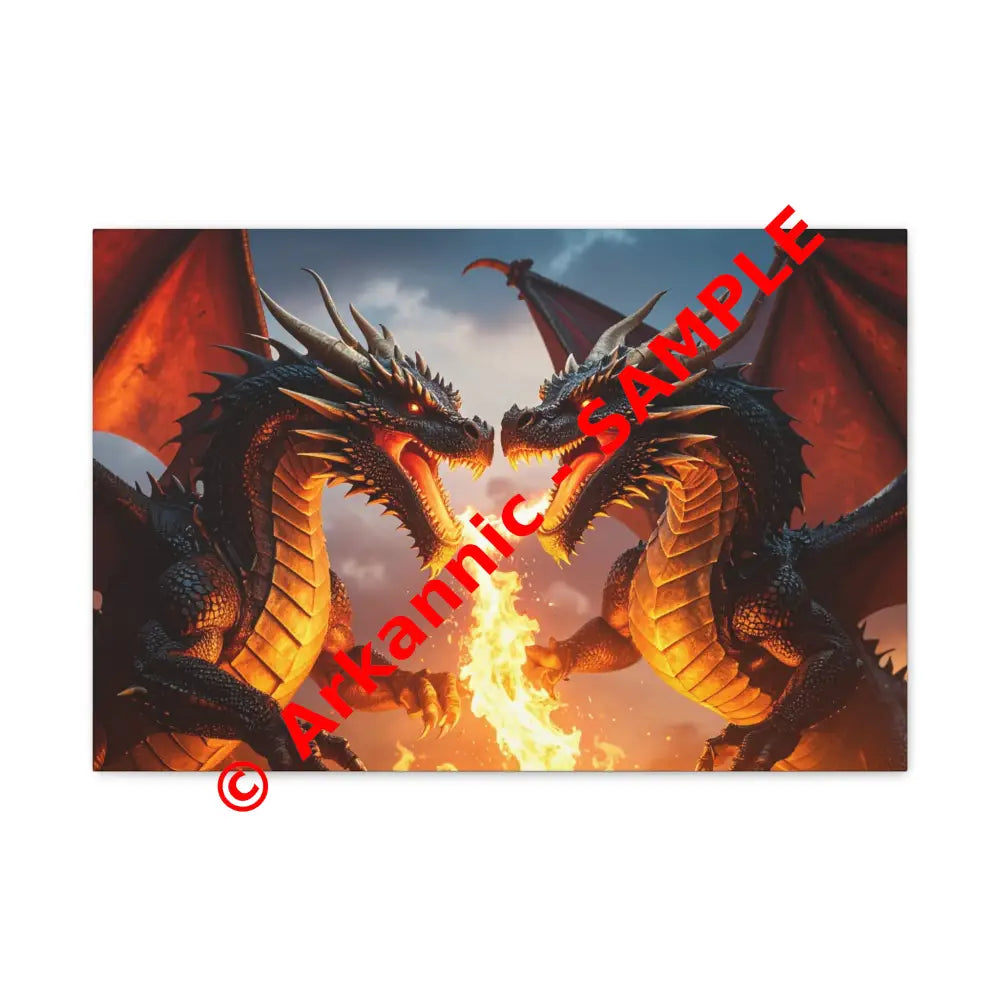 Dragons Fire Art Canvas Print Fantasy Wall Decor Dragon Lovers Gift Gothic Artwork Unique Home Decoration Fantasy Art