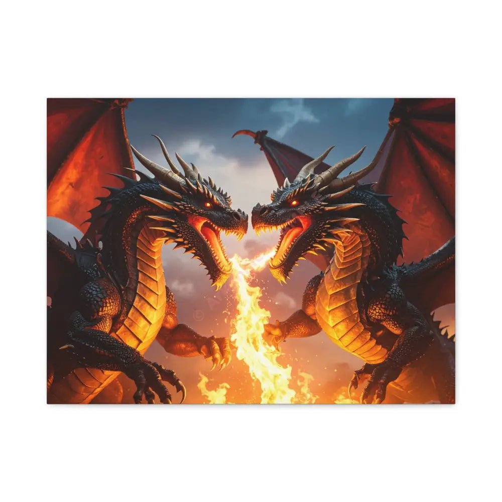 Dragons Fire Art Canvas Print Fantasy Wall Decor Dragon Lovers Gift Gothic Artwork Unique Home Decoration Fantasy Art