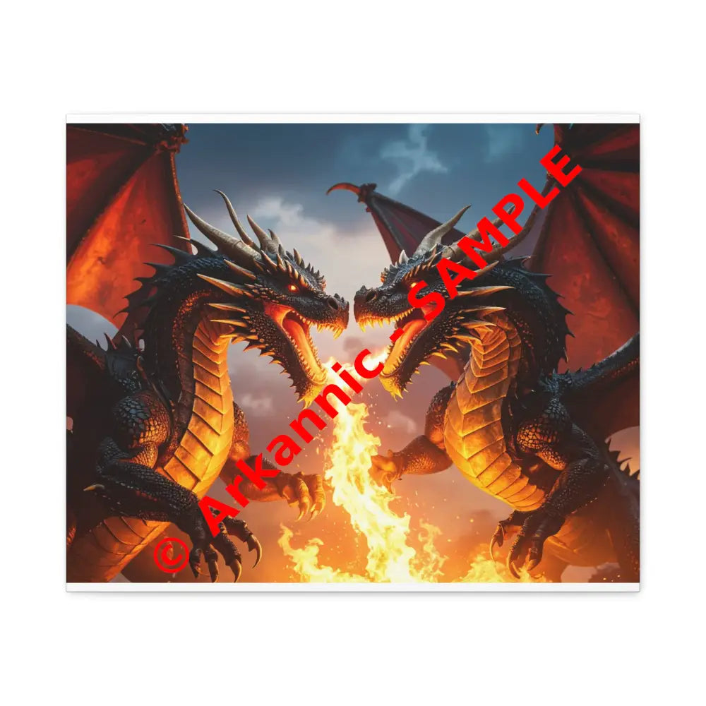 Dragons Fire Art Canvas Print Fantasy Wall Decor Dragon Lovers Gift Gothic Artwork Unique Home Decoration Fantasy Art