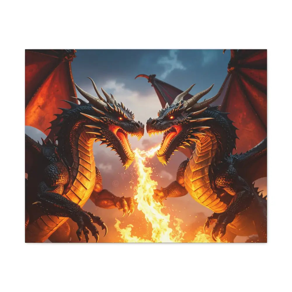 Dragons Fire Art Canvas Print Fantasy Wall Decor Dragon Lovers Gift Gothic Artwork Unique Home Decoration Fantasy Art