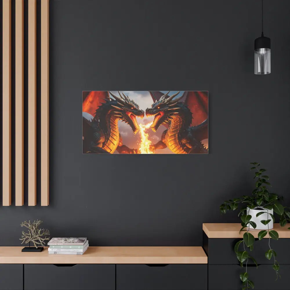 Dragons Fire Art Canvas Print Fantasy Wall Decor Dragon Lovers Gift Gothic Artwork Unique Home Decoration Fantasy Art