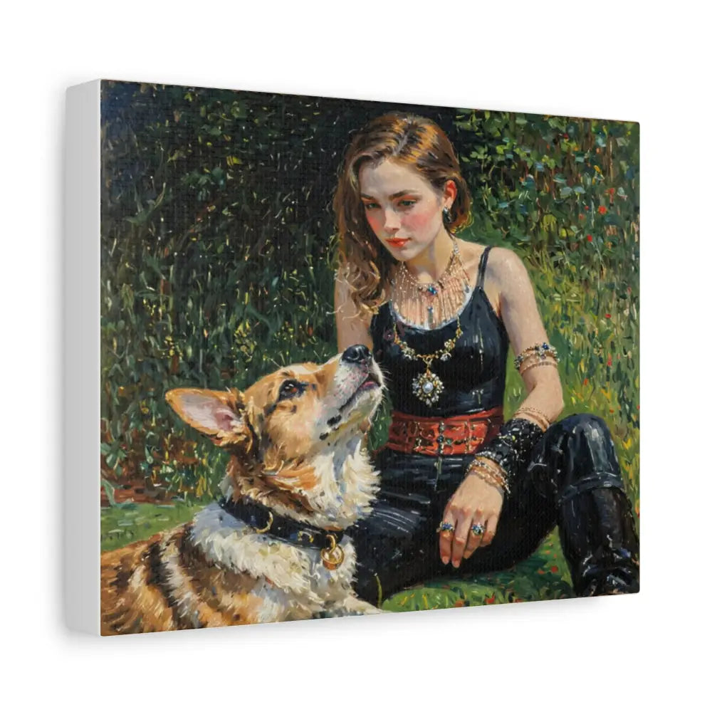 Elegance in the Garden: Companion’s Gaze Timeless RealismCanvas 10’’ x 8’’ (Horizontal) / 1.25’’ Canvas
